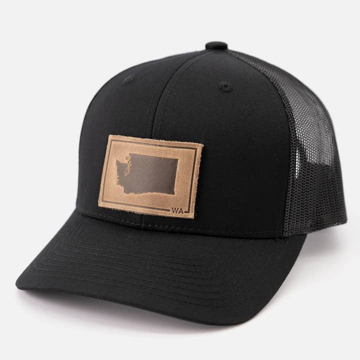 Washington Silhouette Hat | Leather Patch Trucker Hat for wholesale by Range Leather Co.
