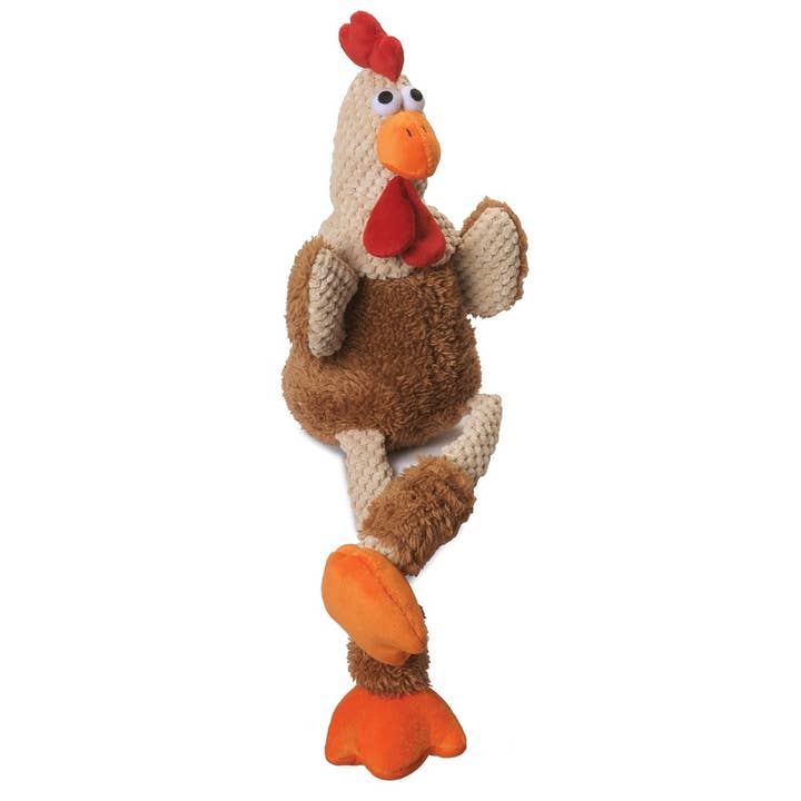 Pet Palette Distribution - Wholesale Pet Plush Toy - Dog - goDog Checkers Skinny Rooster Brown w/Chew Guard Toy Large