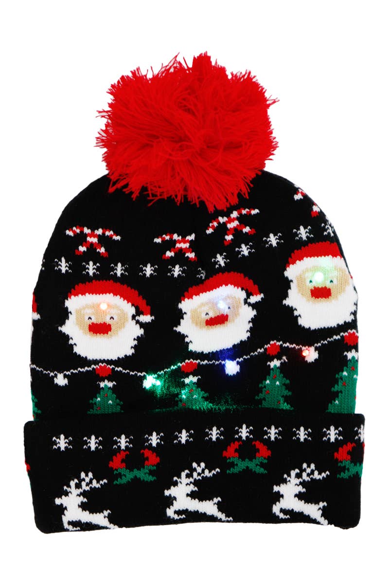 Cap Zone - Wholesale Beanie - Kids - Toddlers Christmas LED Light-Up Cuffed Beanie11
