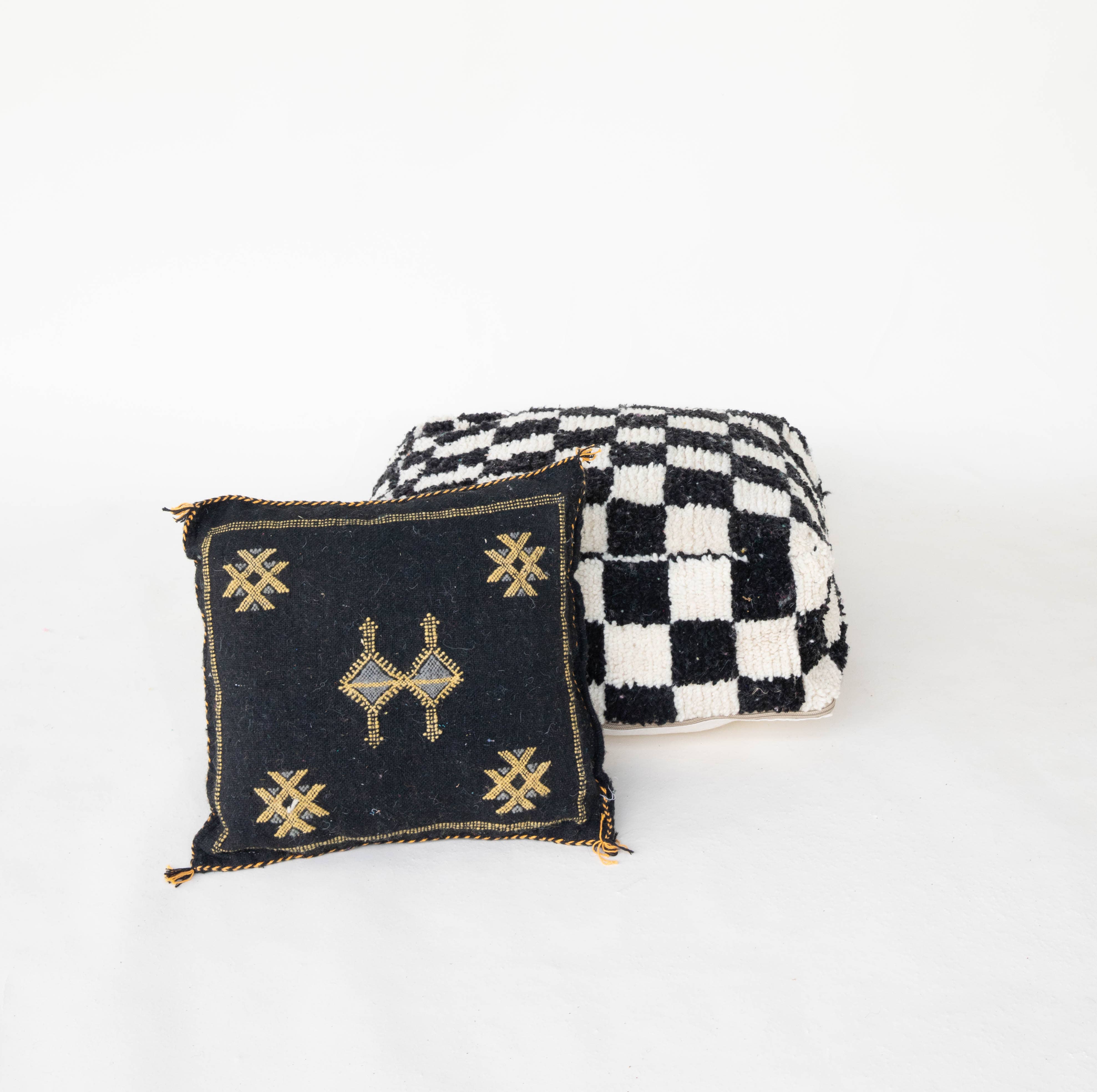 Voyage - Venta al por mayor Puf - Puf otomano marroquí cuadriculado hecho a mano6