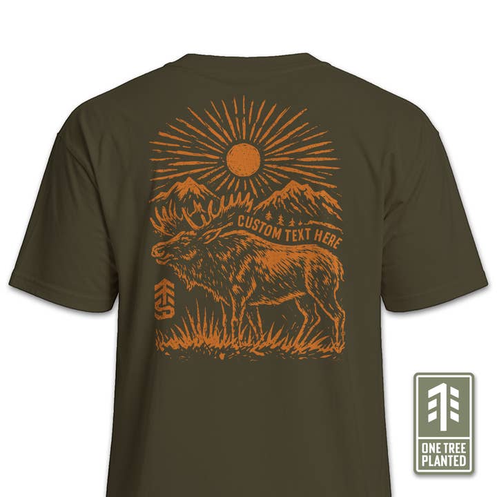 (CUSTOMIZABLE) Rugged Moose Graphic T-Shirt – Outdoor Tee for wholesale by Symmetree