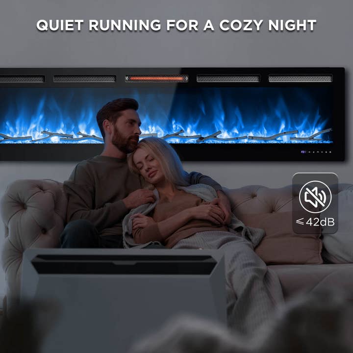 TURBRO - Wholesale Fireplace Screen - In Flames INF98W-3D WiFi Smart Wall Mounted Electric Fireplace - Tempered Glass6