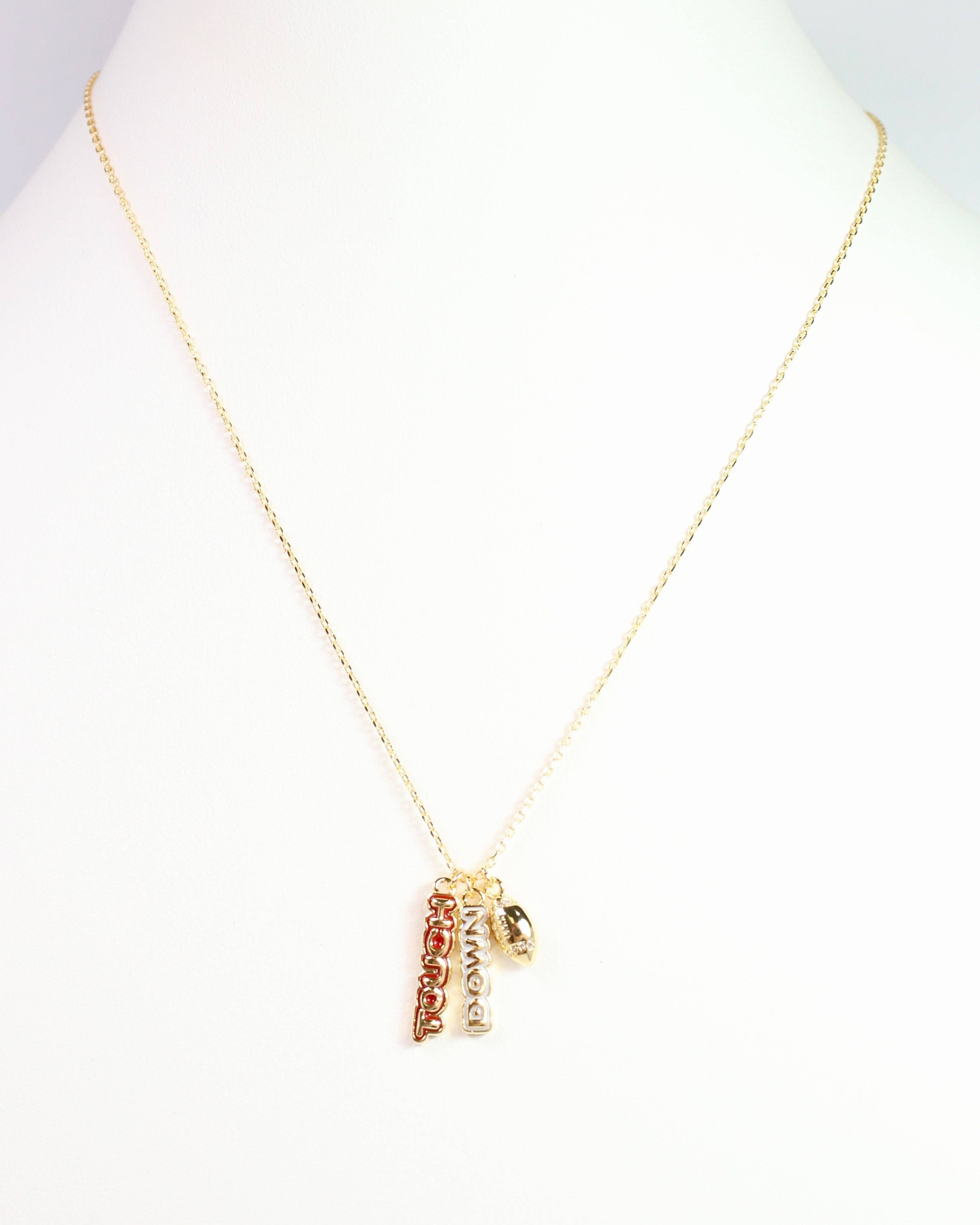 Caroline Hill - Wholesale Pendant/Charm Necklace - Enamel Touch Down Necklace Red White2