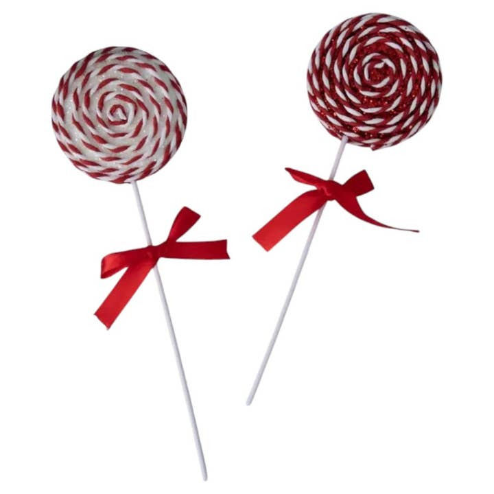 RC Home Decor - Wholesale Ornament set - 11" Peppermint Lollipop Pick Ornaments Set of 2 PCS – Red & White Candy Christmas Tree Decorations