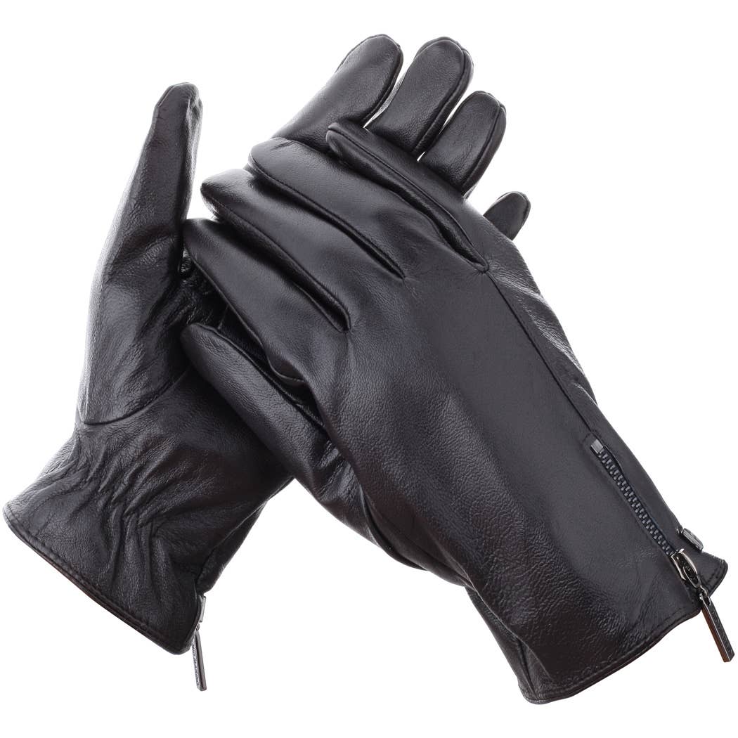 Mio Marino - Wholesale Gloves - Men's - Half Zipper Leather Gloves1