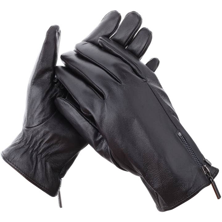 Mio Marino - Wholesale Gloves - Men's - Half Zipper Leather Gloves1