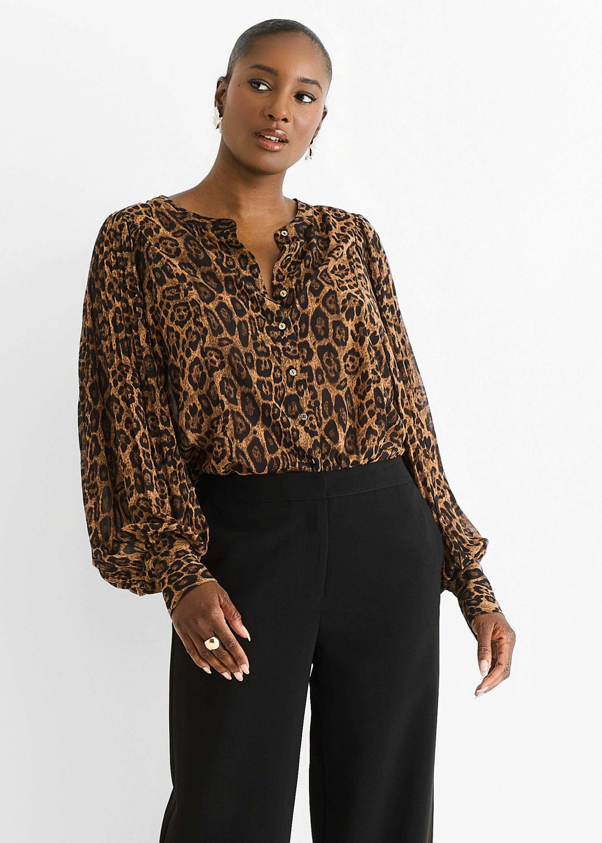 GINI LONDON – wholesale Blouse – Women’s – Brown Chiffon Animal Print Pleated Shift Shirt Blouse2