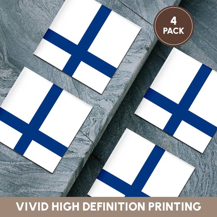 3dRose - Wholesale Onderzetters - 3dRose, Vlag van Finland - Finse blauwe Noordse kruis op wit - Scandinavisch kruis - Europa Scandinavië wereld, Onderzetter