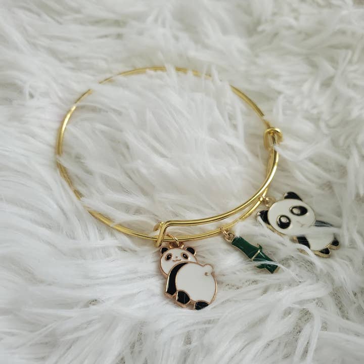 Gold Panda Charm Bracelet for wholesale by Tots And Tumblers Art