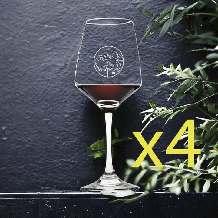 Ski Lift 12oz Wine Glasses Set of 4 - Mountain Winter Gift for wholesale by Texan Customs