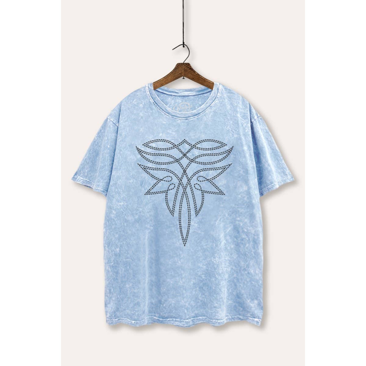STARCHIS - Wholesale T-Shirt (Graphic) - Women's - WESTERN BOOT STITCH PATTERN GRAPHIC MINERAL WASH BOXY T-SHIR7