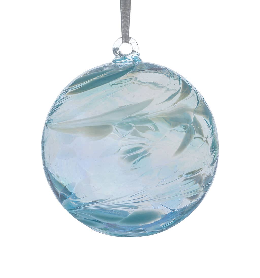 Sienna Glass – wholesale Ornament – 10cm Angel Orb - Raguel/Aquamarine1