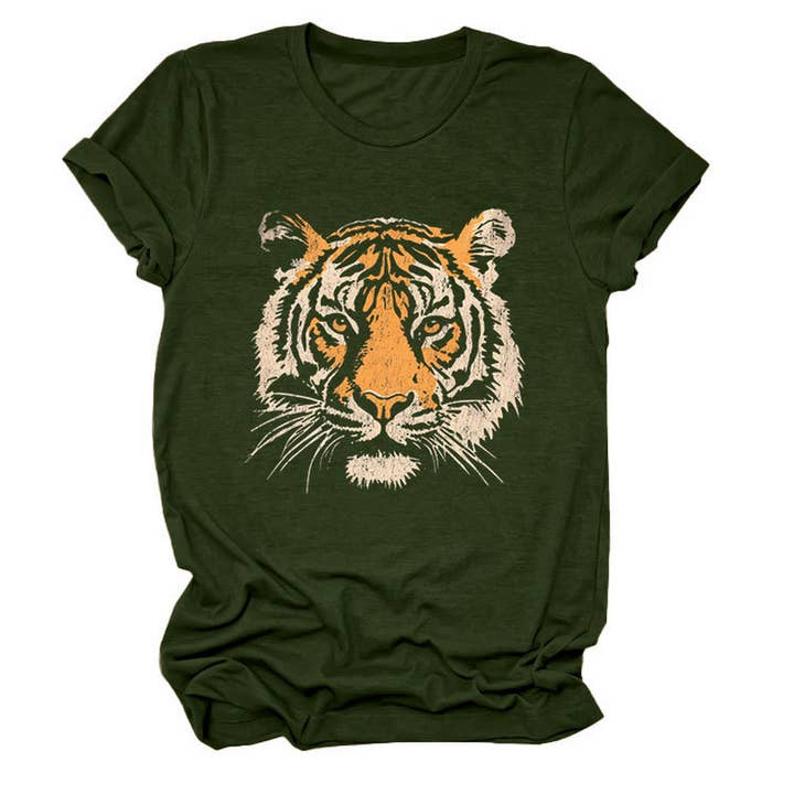 ACCITY - Wholesale Screen Printed T-Shirt - Women's - Women’s Summer Tee with Stylish Tiger Print_CWTTSL049413