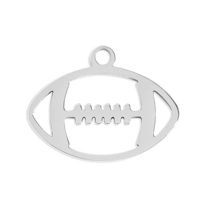 WJW - Wholesale Individual Charm/Pendant - 18K Gold PVD Stainless Steel Football Charm