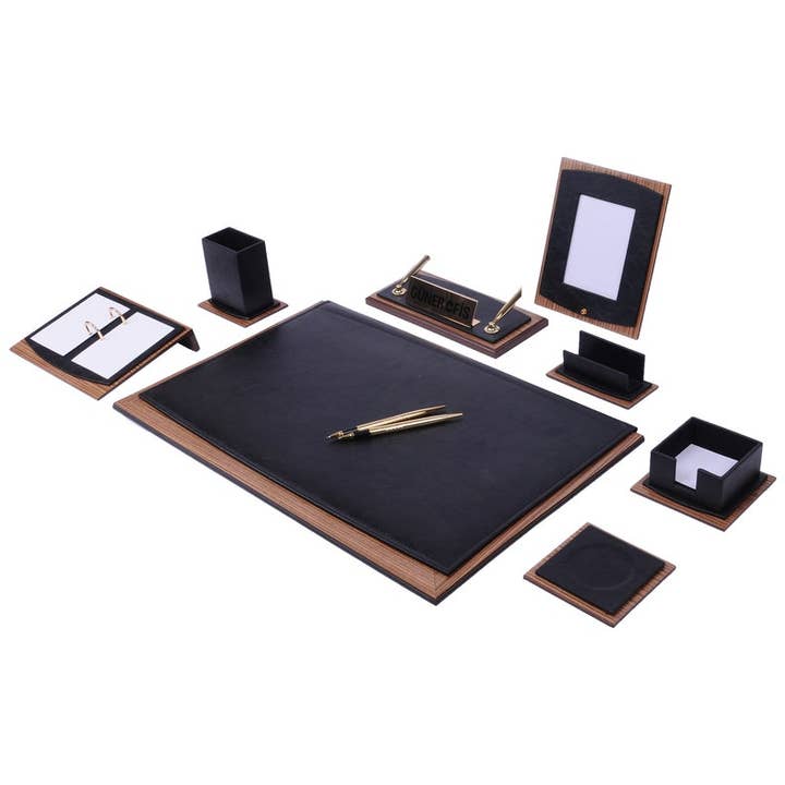 MOOG Star Desk Organizer Set Walnut & Leather - 10 PCS for wholesale by MOOG LLC