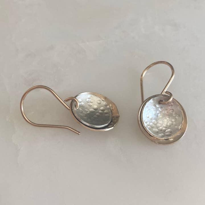 mix metal disc earrings for wholesale by Emily Gibbons Jewelry