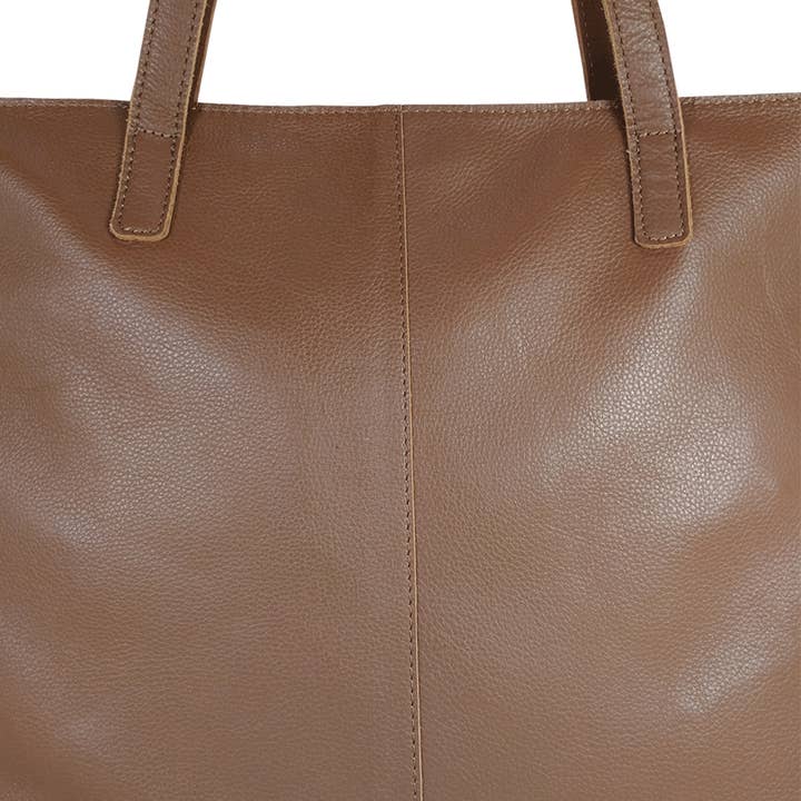Assots London - Wholesale Tote Bag - Women's - 'SIENNA' Tan Croc + Pebble Grain Unlined Leather Tote Bag