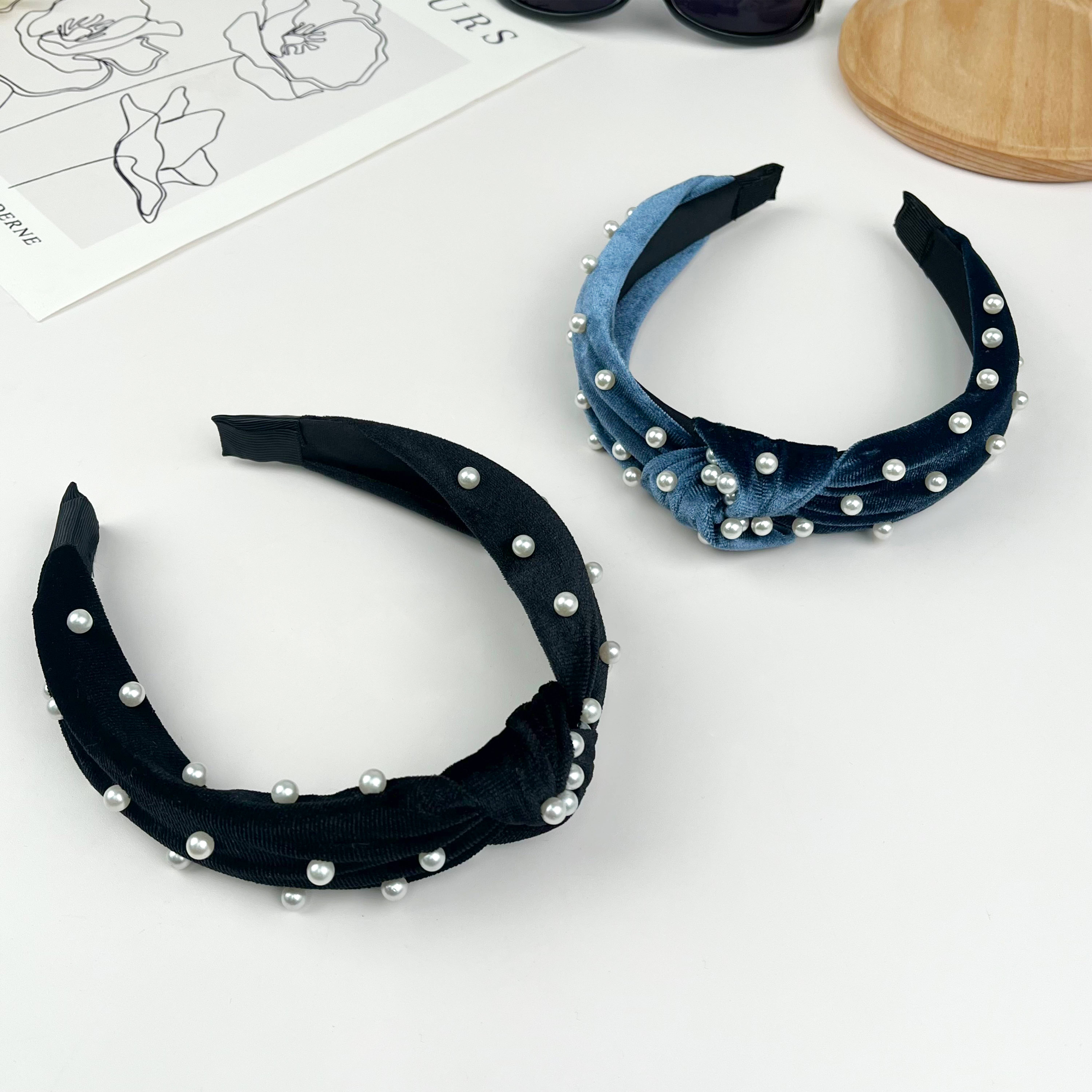 TheDivaSoap - Wholesale Fashion Headband - Women's - Flannel Embellished Knotted Beaded Pearl Headband8