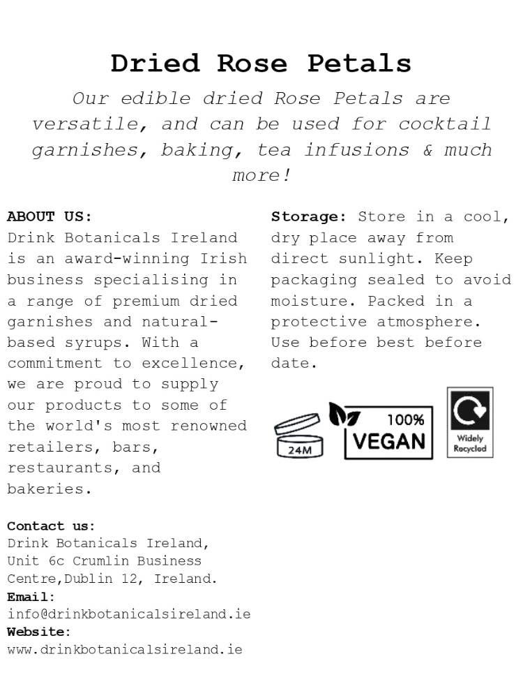 Drink Botanicals Ireland – Flores secas/prensadas por atacado – Pétalas de Rosa Secas8