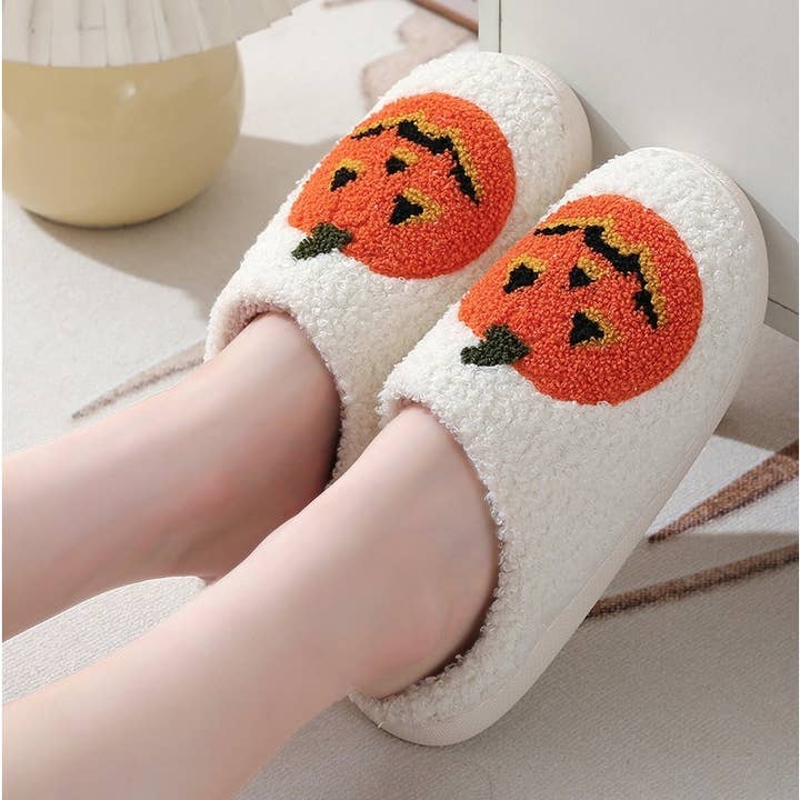 LoveLina – wholesale Slippers – Women's – Halloween Pumpkin Jack o Lantern Slippers - OHAL