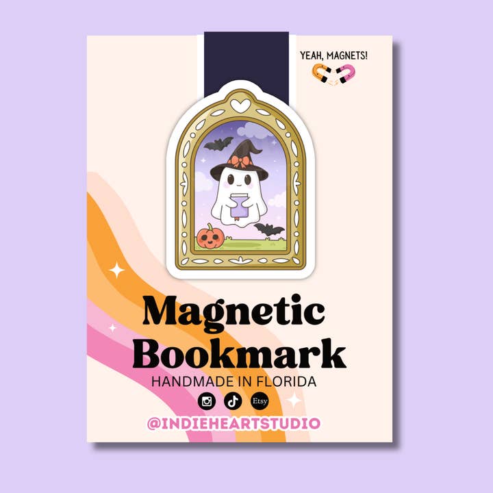 Ghost Portrait Magnetic Bookmark – Spooky & Cute for wholesale by Indie Heart Studio