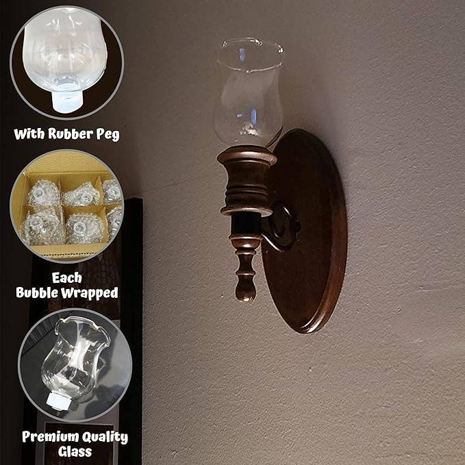 4E's Novelty - Wholesale Candle Holder - Clear Glass Votive Cups with Peg 6 Pack, Tulip Votive for Candelabra Candle Holder, Home Interior Candle Sconce Glass Replacement Parts 3.25" Tall 4E's Novelty3