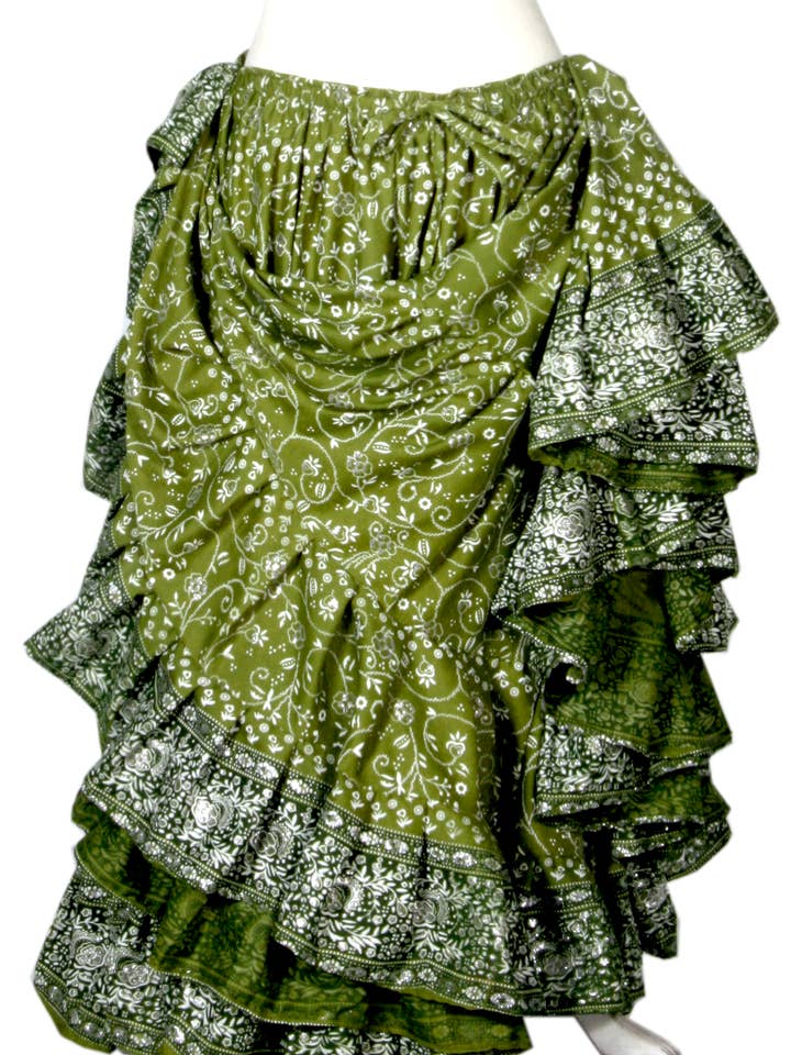 Jodha Maharani Falda henna verde Poliéster para venta al por mayor de Senoritas Tribal Designs