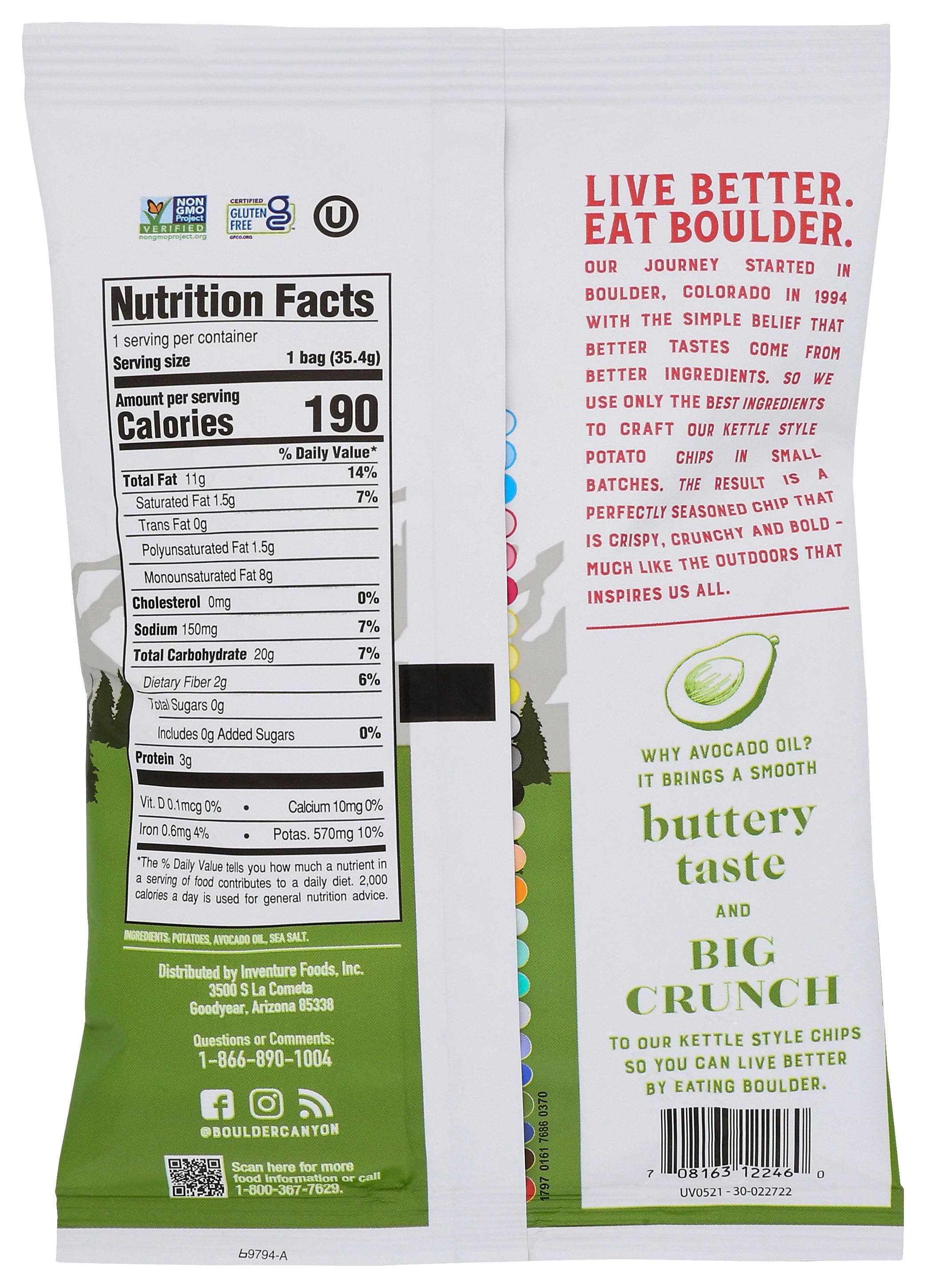 Everyday Supply Co - Wholesale Chips - BOULDER CANYON POTATO CHIP AV0CADO OIL - Case of 551
