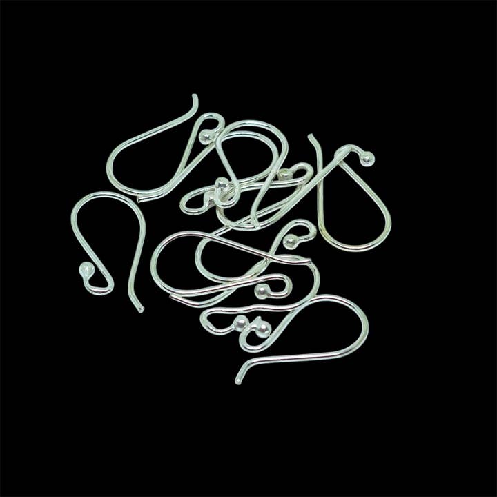 Brass Silver Micron Ear Wire Hooks Hypoallergenic 5 Pair Set for wholesale by Quasar Gems USA