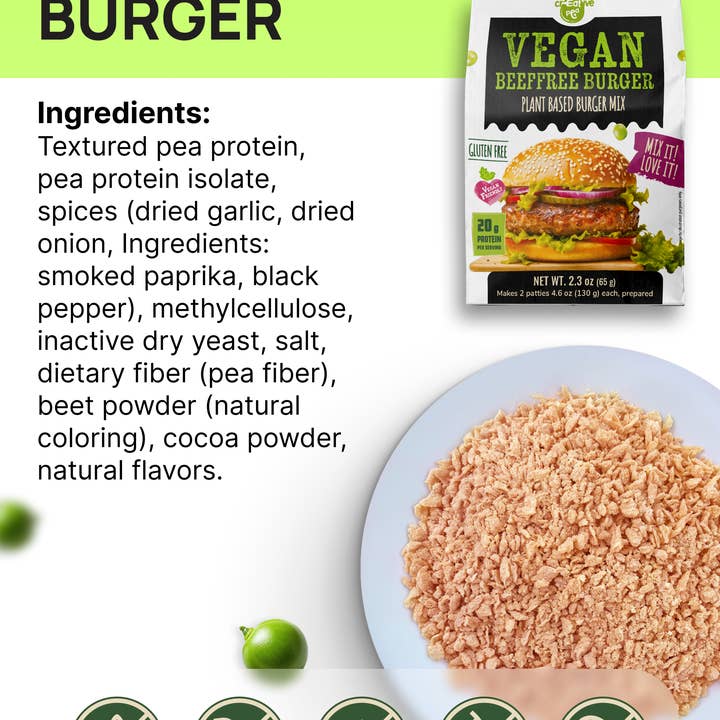 Creative Pea – wholesale Shelf-stable prepared meal – Burger Pea Protein Mix - 4 Pack1