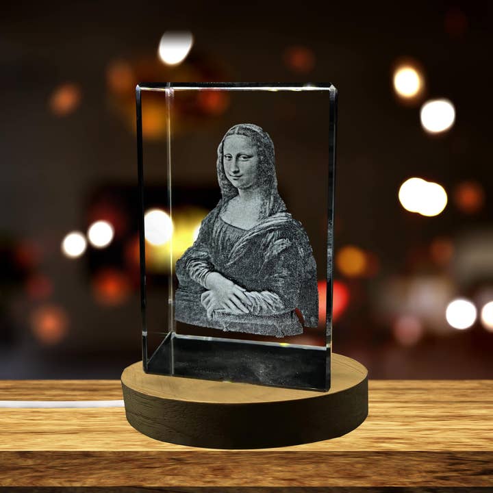 AB Crystal Collection - Wholesale Decorative Figurine - Recognition Mona Lisa 3D Engraved Crystal Decor2