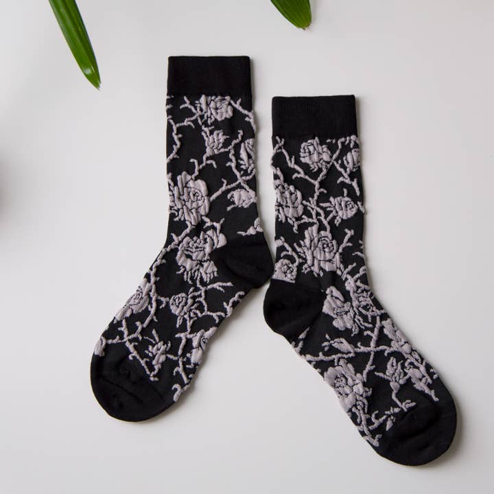 Happy Knits - Wholesale Socks - Women's - Retro Floral Cotton Crew Socks – Breathable Vintage Style9