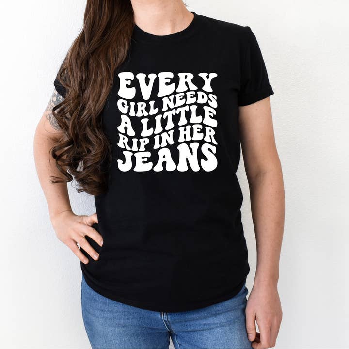 Every girl needs a little rip in her jeans shirt for wholesale by KTD DESIGNS