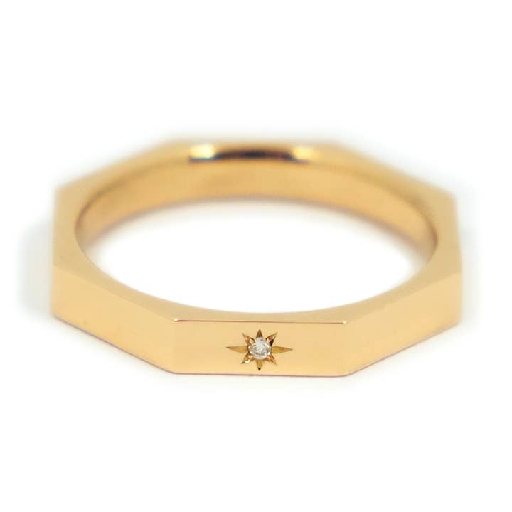 Octagon Ring Medium - 14k yellow gold for wholesale by Futaba Hayashi
