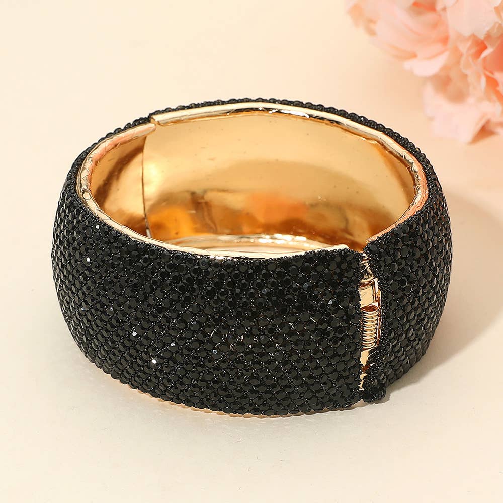 Sensibling Corp. - Venta al por mayor Brazalete - Brazalete de noche ancho con bisagras adornado con perlas y pedrería.11