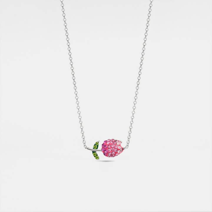 Perimade & Co. LLC - Wholesale Pendant/Charm Necklace - Pink Tulip Flower Charm Necklace in 925 Sterling Silver