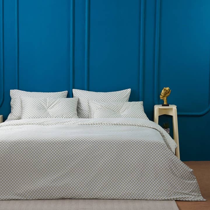 Ackly Bamboo - Sage Checkerboard Duvet Cover for wholesale by Sheet Story