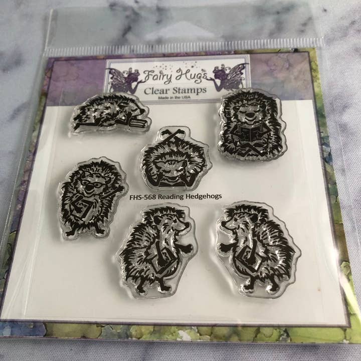 Fairy Hugs - Stamps - Reading Hedgehogs for wholesale by Fairy Hugs