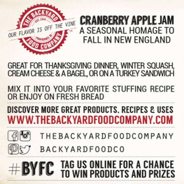 The Backyard Food Company - Wholesale Jam/jelly - Cranberry Apple Jam5