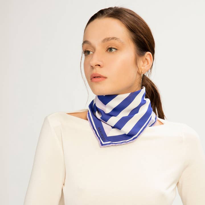 CHECKERS D.BLUE-WHITE-BLUE for wholesale by Silk and River