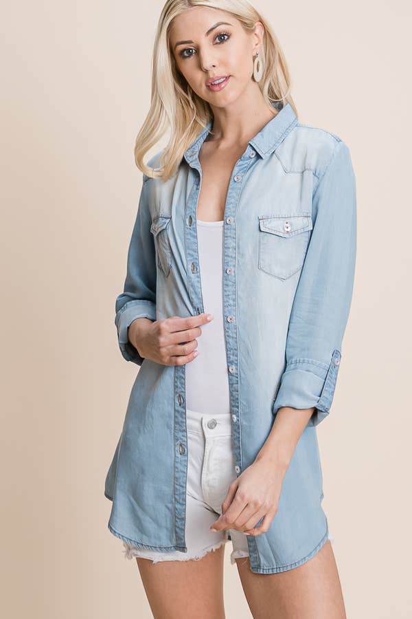 Able – wholesale Buttoned-down shirt – Women's – Denim Shirt9