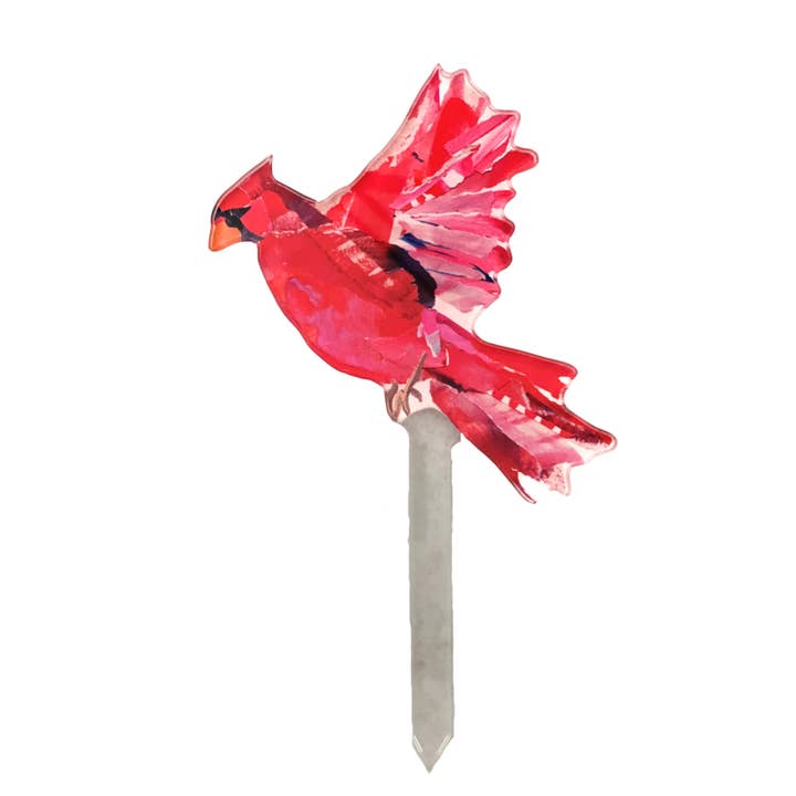 Lauren Dunn - Wholesale Garden/Lawn Stake - CARDINAL IN FLIGHT PLANT STICK