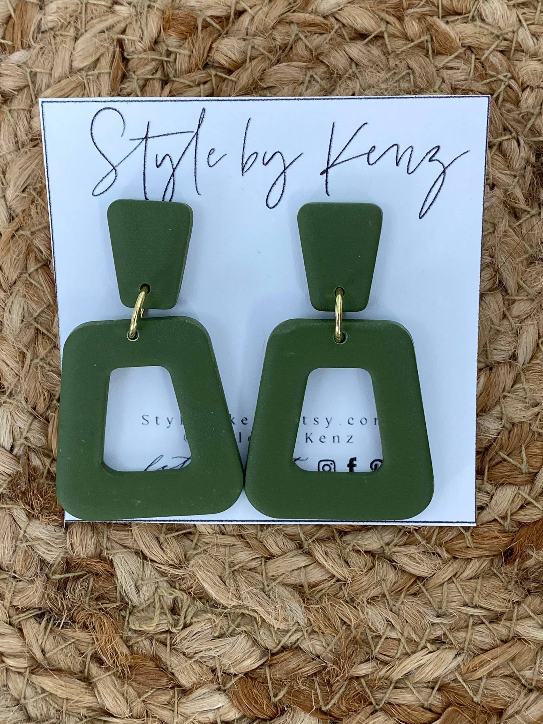 Style by Kenz - Wholesale Dangle Earrings - Olive Green Clay Earrings1