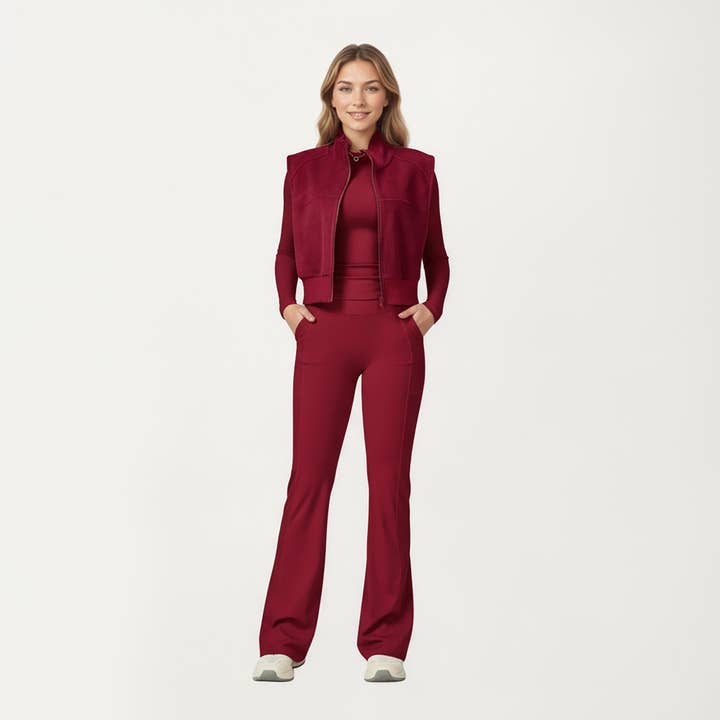 Active by Anna-Kaci - Wholesale Outerwear Vest - Women's - Cropped Zip Closure Vest with Stand Collar and Fitted Hem9