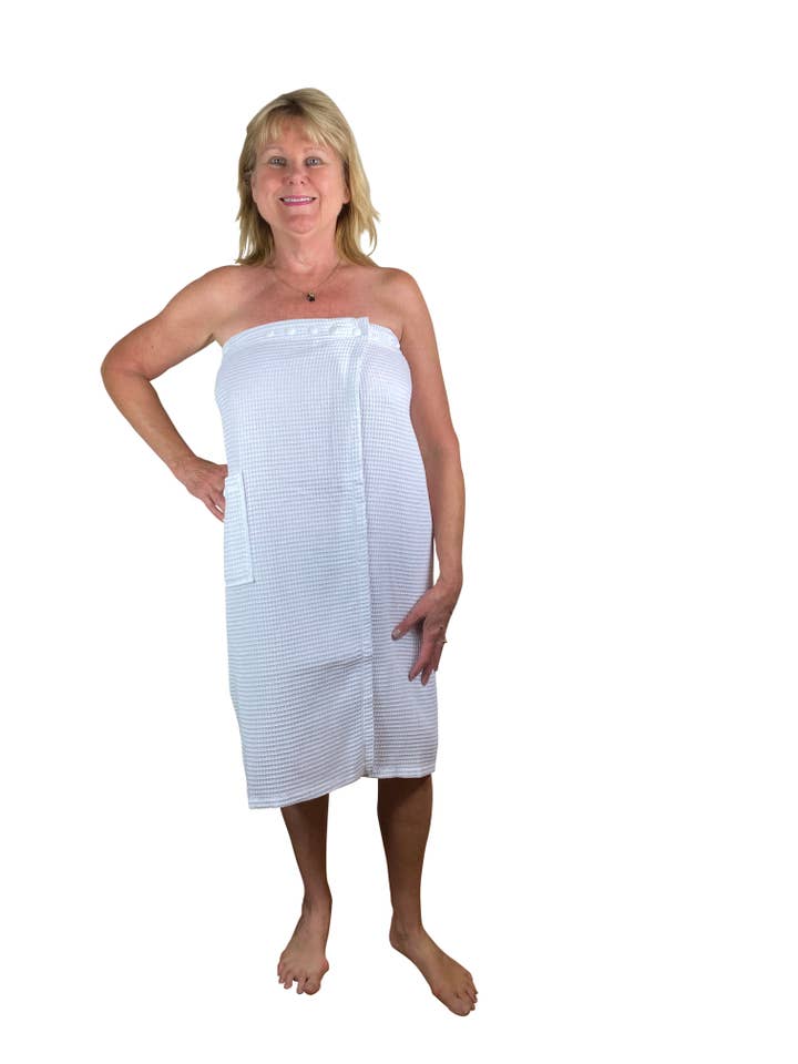 Alan Pendergrass Robes - Wholesale Robe - Women's - Snap Closure Cotton/Waffle Wrap, 60/40 32″ Length