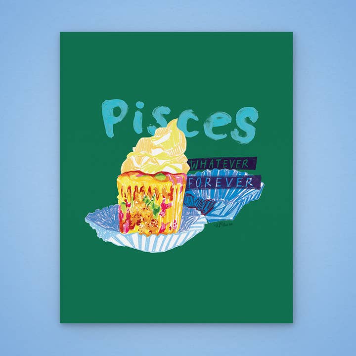 Pisces Zodiac Art Print | Food Illustration | Green for wholesale by H Miller Ink Illustration Art wholesale products