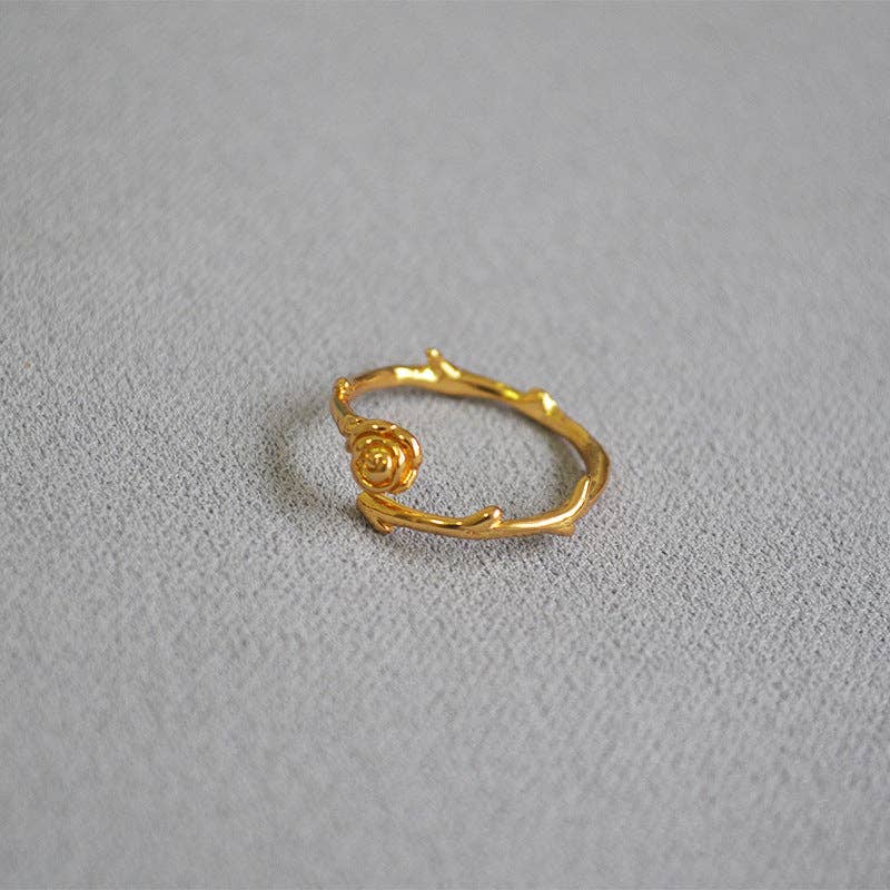 Revelari - Wholesale Band/Stacked Ring - Gold Ring with Floral Twist Design3