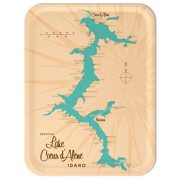 Trays4Us - Wholesale Serving Tray - Lake Coeur D'Alene Idaho ID Birchwood Tray by Lakebound