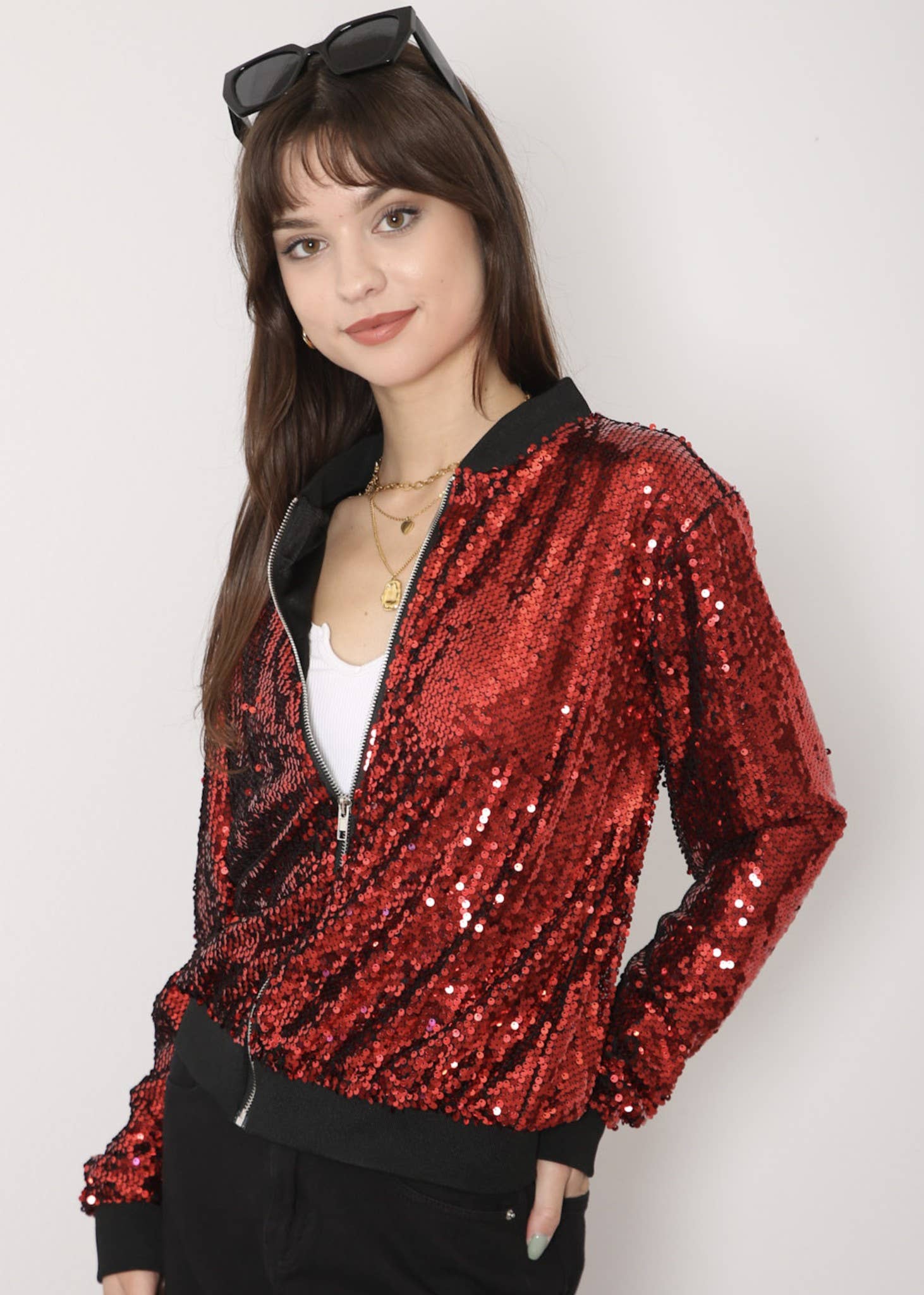 Anna Kaci Wholesale - Wholesale Varsity/Baseball Jacket - Women's - Striped Metallic Sequin Varsity Jacket26