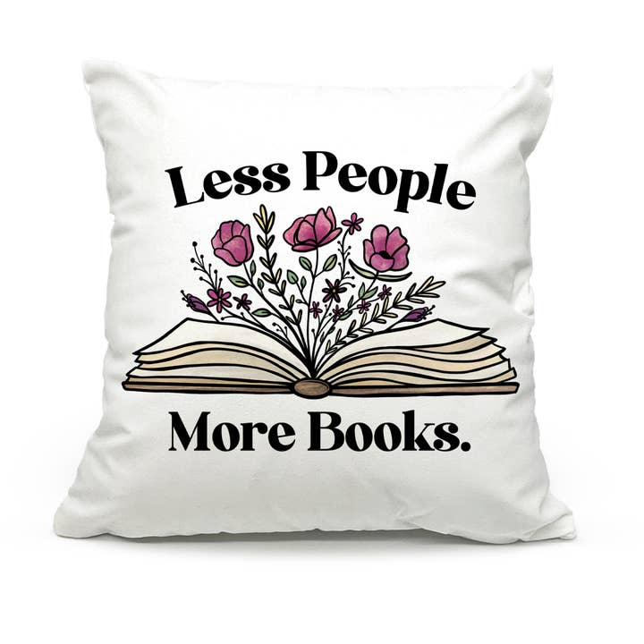 Less People More Books Throw Pillow for wholesale by This Joyful Home